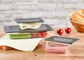 Resim Poyraz Akrilik Prizma Kahvaltı Saklama Kabı Kapaklı Gri Kahvaltılık 