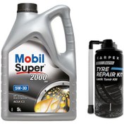 Resim Mobil Super 2000 XE 5W-30 DPF Motor Yağı 5 L + Lastik Tamir Kiti 300 ML 