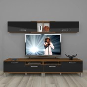 Resim Decoraktiv Eko 5220 Mdf Krom Ayaklı Tv Ünitesi Tv Sehpası - Ceviz - Siyah 