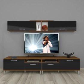 Resim Decoraktiv Eko 5220 Mdf Krom Ayaklı Tv Ünitesi Tv Sehpası - Ceviz - Siyah 