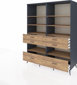 Resim Kronos Gardrop 8 Raflı 6 Çekmeceli 176x59x221 Antrasit-çam Çam 