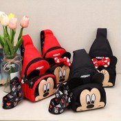 Resim Disney Mickey & Minnie Mouse Kanvas Çapraz Çanta - Siyah ve Kırmızı Kalp Desenleri, Fermuar Kapatma, Polyester Astar, Kadınlar için Günlük Kullanım El Çantaları, Disney Çanta 