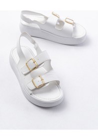 Resim 24413-572 Beyaz Günlük Dolgu Topuk Toka Aksesuarlı Kadın Sand... Beyaz 