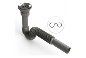 Resim Mikasso Lüks Körüklü Lavabo Sifonu Mikrofiber Malzemeden Dayanıklı ve Fonksiyonel Tasarım 