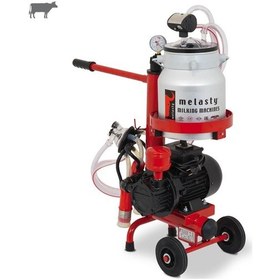 Resim Melasty Micro Tekli İnek Süt Sağma Makinesi Alüminyum Güğüm - Silikon Memelik Kuru Pompa 