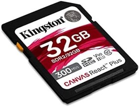 Resim Kingston Canvas React Plus 32GB SDHC Hafıza Kartı UHS-II 300R/260W U3 V90 Full HD/4K/8K için - SDR2/32GB 