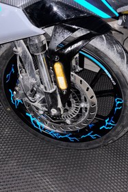 Resim Banxtre Motor Jantı için Reflektif Mavi Yıldırım Şimşek Sticker Seti (64 Parça)(Tüm Jantlara Uyumlu) 