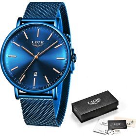 Resim Hanyang Tam Mavi Lıge Erkek Saatler Üst Marka Lüks Su Geçirmez Ultra Ince Tarih Saat Erkek Çelik Kayış Rahat Kuvars Izle Erkekler Spor Kol Saati (Yurt Dışından) 