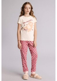Resim Defacto Regular Fıt 2li Pijama Takımı Kız Çocuk H0151a826sper103 Ekru-er103 