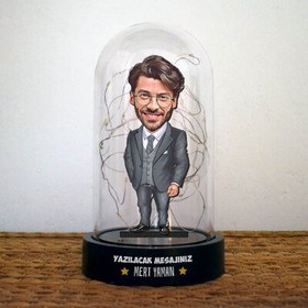 Resim Takım Elbiseli Erkek Karikatürlü Işıklı Fanus Biblo 