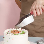 Resim 1 adet Kek Bıçağı, Paslanmaz Çelik Kek Dilimleyici, Plastik Saplı Kek Klipsi, Pasta Tatlı Dilimleyici, Kek Bölücü, Mutfak Pişirme Aracı, Doğum Günü Partileri ve Düğünler için Uygun 