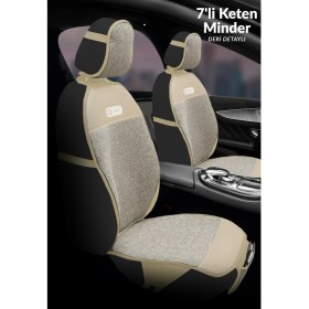Resim Tegin Sport Seri Sıvı Geçirmez Keten Oturak Minder 7'li Bej – Üniversal Uyumlu 