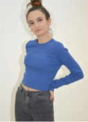 Resim DAFFashion Kadın Mavi Arkası Açık Bağcıklı Bluz 