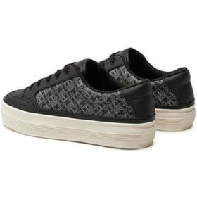 Resim Tommy Hilfiger Kadın Siyah Vulc Deri Monogram Sneaker Çok Renkli 