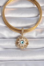 Resim Dodes Pirinç Gold Renk Nazar Boncuklu Saçaklı Yıldız Figür Ajda Charm Tg27bc1014 Çok Renkli 
