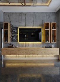 Resim Resital Ledli Duvara Monte Tv Sehpası - Çam - W6006-6 Çam 