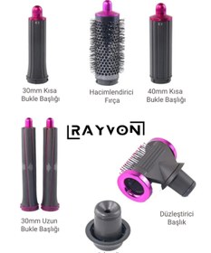 Resim AboutThePerfect Pembe saç kurutma ve şekillendirme seti, 7 başlık, kolay kullanım, şık tasarım 