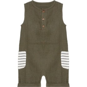 Resim Denokids Erkek Bebek Çocuk Yeşil Müslin Tulum Çok Renkli 