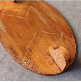 Resim Uretti - Gülnur 8452 - 2178 El Yapımı Kalp Kulplu Ahşap Tepsi Kahverengi 