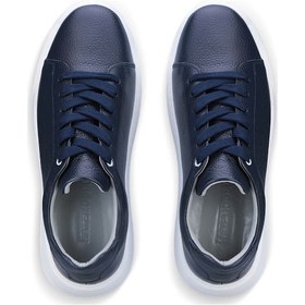 Resim Hatemoğlu Erkek Lacivert Deri Esnek Taban Bağcıklı Casual Ayakkabı Sneaker Lacivert 