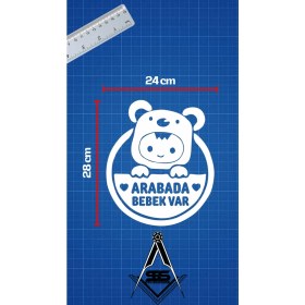 Resim Arabada Bebek Var Araba Cam Sticker 24X28CM 2 Elli 