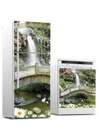 Resim Buzdolabı Ve Bulaşık Makinası Beyaz Eşya Sticker Kaplama Köprü Şelale 