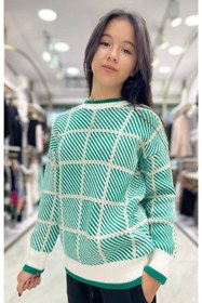 Resim Minimoda Kids Kare Desenli Kız Kazak 