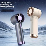 Resim 1 adet Taşınabilir Turbo El Tipi Fan LED Ekran ile, 100 Hız Ayarlı Mini Fan - USB Şarj, 3000Mah, Maksimum Rüzgar Hızı 9M/S, Serinletme, Kompakt ve Taşınabilir, Seyahat / Kamp / Açık Hava için Uygun 