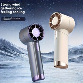 Resim 1 adet Taşınabilir Turbo El Tipi Fan LED Ekran ile, 100 Hız Ayarlı Mini Fan - USB Şarj, 3000Mah, Maksimum Rüzgar Hızı 9M/S, Serinletme, Kompakt ve Taşınabilir, Seyahat / Kamp / Açık Hava için Uygun 