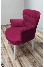 Resim Azra Aksesuar Berjer - Tekli Koltuk - Cafe -çay Seti Koltuğu -balkon Koltuğu-bahce Koltuğu Beyaz Ayak - Fuşya 