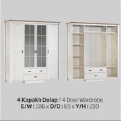 Resim Bengi Dolap Urlu FLEXY Model Beyaz 4kapak Kalite malzeme Yüksek ayak İtinalı paket kargo Kutu sevk 