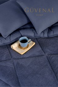 Resim Elite Wellsoft Çift Kişilik Çift Taraflı Yastık Kılıflı Lüx Yorgan Seti Yorgan Uyku Seti Çeyiz Lacivert 