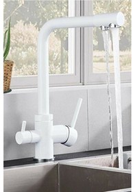 Resim Hms Beyaz Arıtmalı 3 Yollu Mutfak Eviye Bataryası 