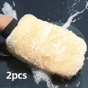 Resim 2'li Paket Dokusuz Mikrofiber Araba Yıkama Eldivenleri - Mutfak, Banyo, Oturma Odası ve Araç Güzelliği için Çok Yönlü Peluş Temizlik Eldivenleri - Yumuşak Kalın Çift Taraflı Havlu Bez Cila ve Parlatma Pedleri - Araç Temizliği ve Ev İşleri İçin İdeal 