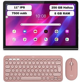 Resim Yoga 11 YT-J706F 8GB 256GB 11" Gri Tablet ZA8W0004TR ve Logitech Pebble 2 Kablosuz Klavye Mouse Seti Pembe 