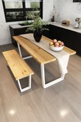 Resim Woodesk Mayıs Masif Natural Renk 140x70 Banklı Yemek Masası 