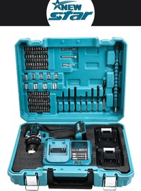 Resim Newstar 21v Çift Akü Kömürsüz Motor Çelik Mandren Darbeli Akülü Vidalama Şarjlı Matkap 