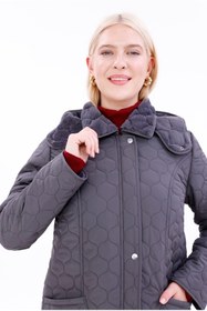 Resim MG OTANTİK Kadın Kürklü Kapitone Mont - Su İtici Büyük Beden Kışlık Kaban - MG001 
