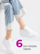 Resim Devida Kadın Beyaz Spor Ayakkabı 6 Cm Yüksek Rahat Taban Günlük Sneaker GX300 