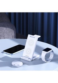 Resim Duzzona 15w Katlanır 3 İn 1 Telefon Kulaklık Saat Kablosuz Şarj 