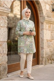 Resim Kirazca Butik Kadın Rahat Kalıp Desenli Tesettür Tunik 