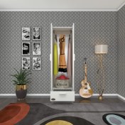 Resim Kenzlife gardırop 2 kapaklı kapılı çekmeceli şebboy 168*50*42 byz ayaklı gardolap dolap 