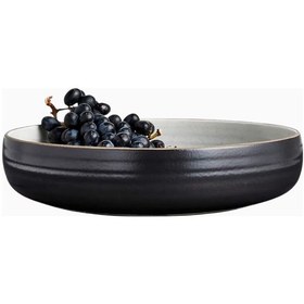 Resim Crate & Barrel 18th Street Büyük Servis Kasesi, Kathy Erteman Tasarımı Rustik Seramik Kase Siyah 