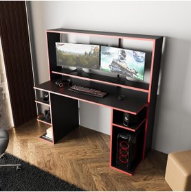 Resim Bimossa Dante S8480 Oyuncu Masası Siyah Kırmızı 140 Cm 