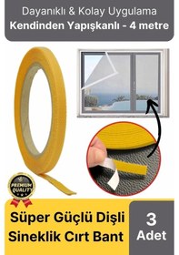 Resim Premium Seri Güçlü Kendinden Yapışkanlı Ahşap Pencere Kapı Sineklik Tülü Yedek 4mt Cırt Bant-3 Adet 