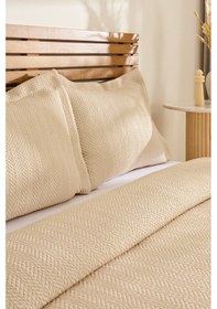 Resim Kaşmir Home Infınity Çift Kişilik Yatak Örtüsü Takımı Bej Bej 