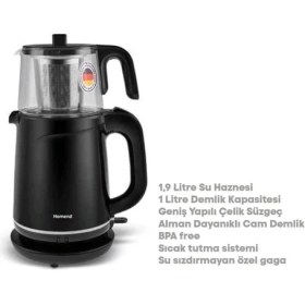 Resim Homend Royaltea 1744H Inox Filtreli Çay Makinesi Siyah 