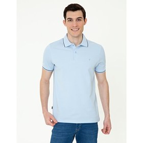 Resim Pierre Cardin Erkek Açık Mavi Slim Fit Polo Yaka Basic Tişört 50252448-VR003 