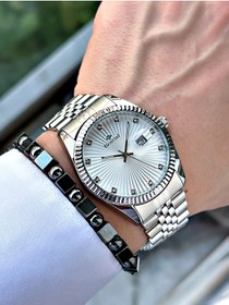 Resim Bentini Takvimli Taşlı Erkek Kol Saati – Çelik Kordon, Su Geçirmez, 2 Yıl Garantili, Hediye Bileklik 