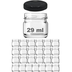 Resim 29 Ml Küçük Cam Kavanoz 29 Cc Numune Kavanozu Metal Siyah Kapaklı 25 Adet 